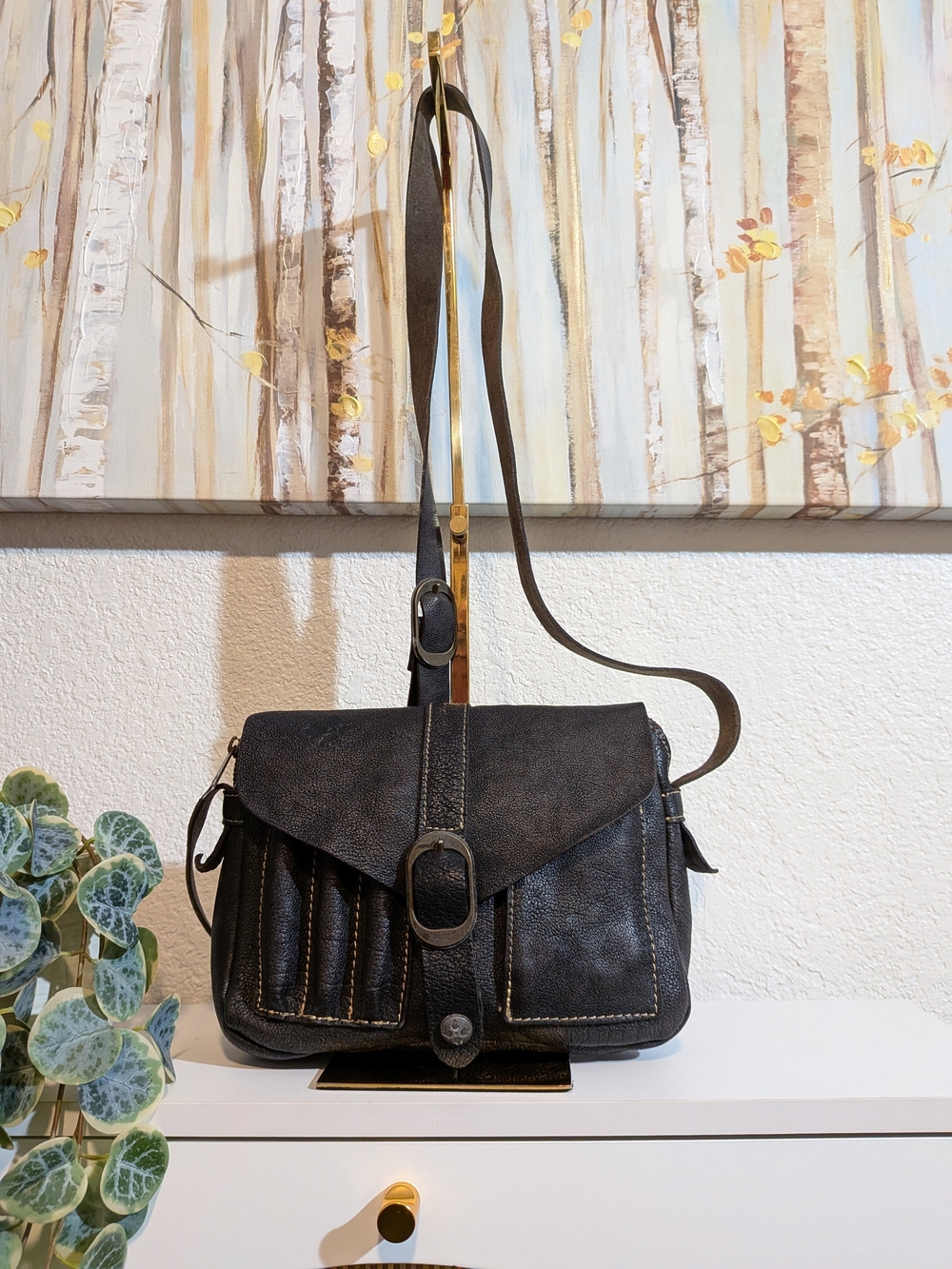 Patricia Nash Black Leather Crossbody Bag - Chic Everyday Shoulder Purse